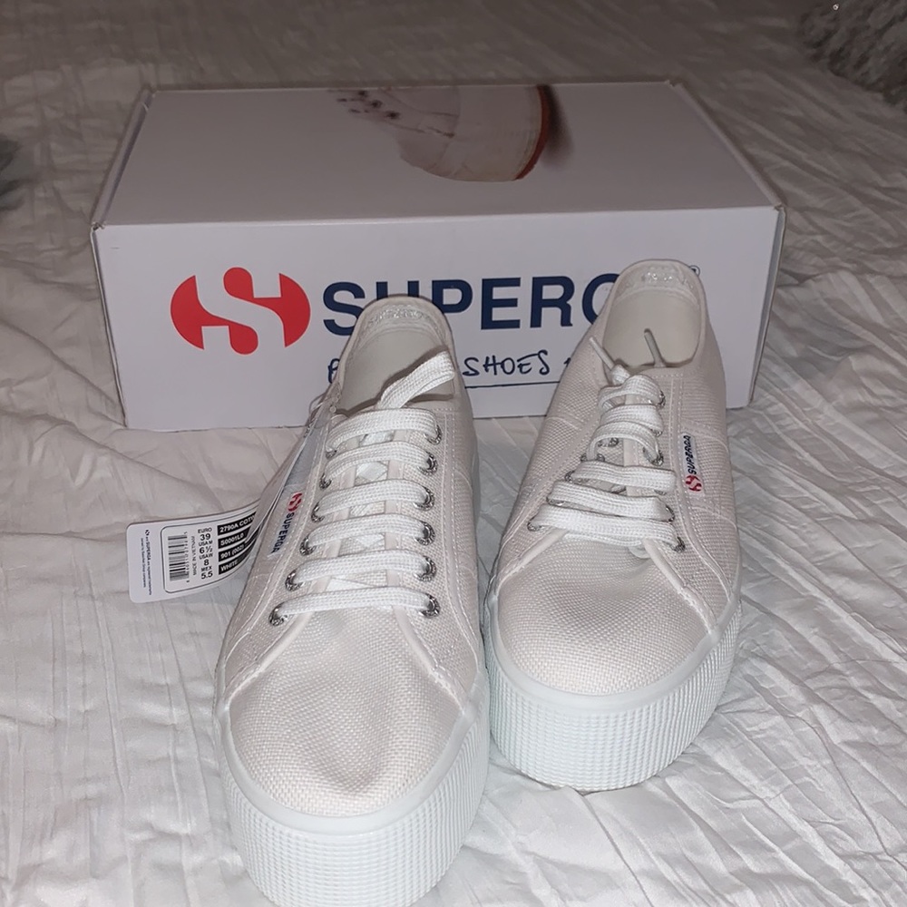 White size 39 (USW8) superga platform shoes!